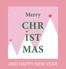 Christmas design and card with typography and Christmas elements. Trendy illustration for season banner, poster, cover, invitation