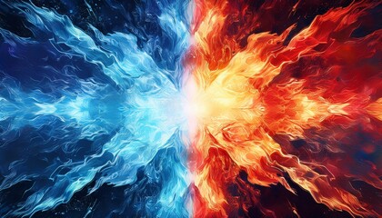 ice and fire confrontation abstract background concept animation loop
