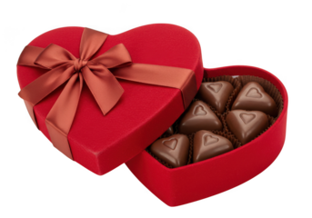 A heart shaped box of chocolates isolated on transparent background