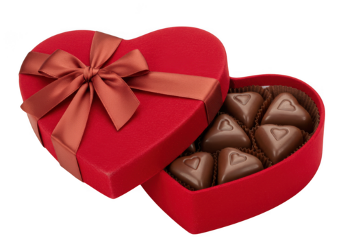 A heart shaped box of chocolates isolated on transparent background