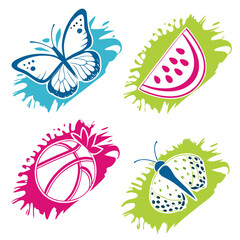 Blue butterfly watermelon slice basketball green