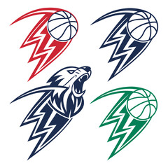 Basketball team logos with roaring lion sports