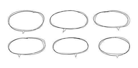 Hand-drawn oval speech bubble collection.