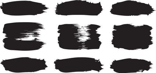 Black Grunge Brush Strokes - Textured Paint Swipes