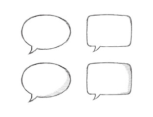 Hand-drawn sketch speech bubbles set illustration.