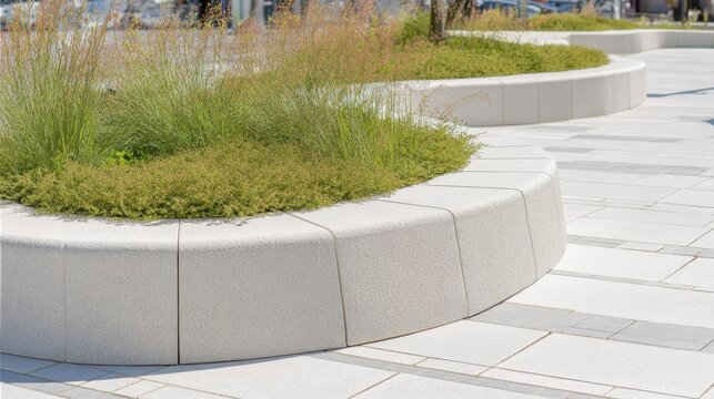 Urban street furniture blending functionality with design, incorporating green elements to transform cityscapes into welcoming, eco friendly public spaces