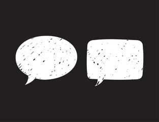 Grunge speech bubbles on black background.
