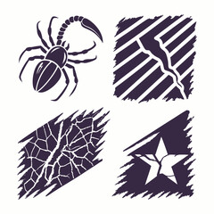 Dark Scorpion Cracked Star and Lines Icons insect arachnid