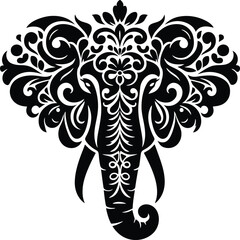 The design emphasizes the elephant's majestic presence and cultural significance, making it suitable for various artistic applications.