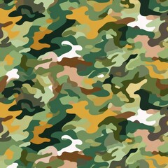 Fototapeta premium Classic green and brown camouflage pattern with distinct abstract shapes