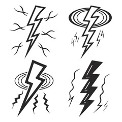 Bold lightning bolt icons with energetic effects thunder