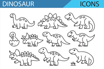Dinosaur Species Icons – Featuring T-Rex, Brachiosaurus, and More for Education