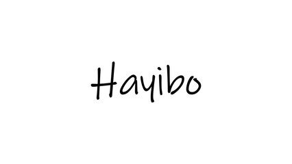 Black on white text of the Zulu word Hayibo