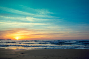Seascape in the early morning. Sunrise over the sea