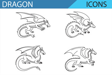 Various Dragon Icons – Perfect for Fantasy Games, Mythology, and Adventure Designs

