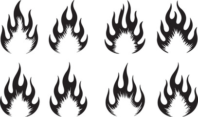 Vintage Flame Ink Illustration, Hand-Drawn Fire Element Art, Retro Monochrome Burning Design.