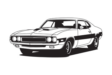 Naklejka premium Car line art drawing, outline car Design, car coloring page, car sketch vector art illustration, car line silhouette design