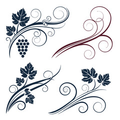 Dark blue and maroon floral swirls with grapes vines
