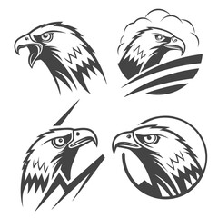 Eagle heads graphic art bird profile