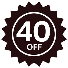 Forty Percent Off Sale Badge with Starburst Shape and White Text