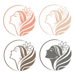 Elegant female profile with floral accents beauty woman