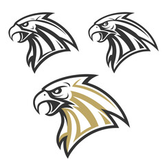 Fierce Eagle Heads Tribal Style hawk falcon