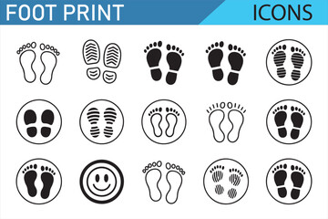 Minimalistic Footprint Icons for Fitness, Walking, and Nature Themed Designs