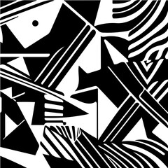 Abstract geometric minimalist black and white vector background, abstract geometric seamless pattern