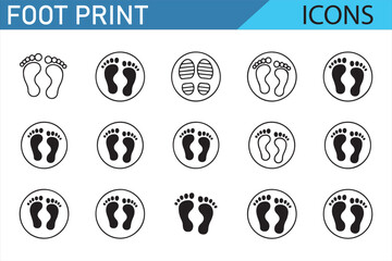 Collection of Footprint Icons – Featuring Footprints, Shoe Prints, and Smiley Designs