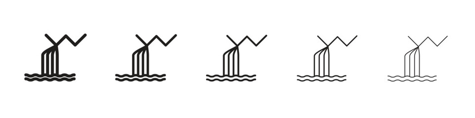Waterfall icon vector Art line Illustrations collection