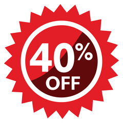 Red Burst 40 Percent Off Promotion Sale Discount Offer Badge