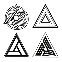 Geometric abstract symbols in black and white triangles
