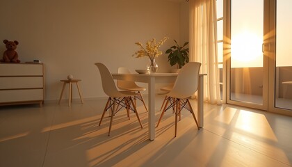 Warm Sunset Dining Room with Whimsical Centerpiece
