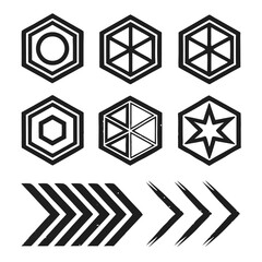 Geometric shapes and directional arrows icons symbols