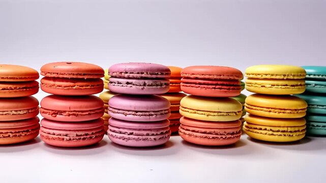 Colorful macarons in a row