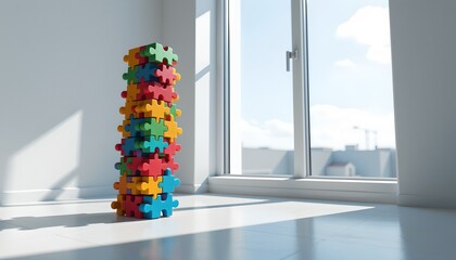 Colorful Puzzle Pieces Symbolizing Diverse Business