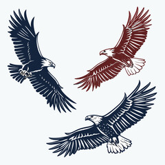 Majestic eagles soaring in flight with textured wings bird flying