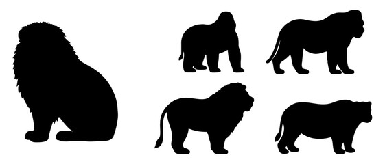 Wild Animal Silhouette Black Filled On The White Background - Vector Illustration Outline Creative Design Icon.