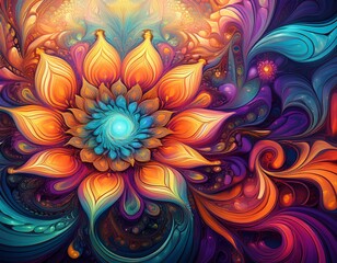 vibrant abstract floral artwork a kaleidoscope of colors and organic forms