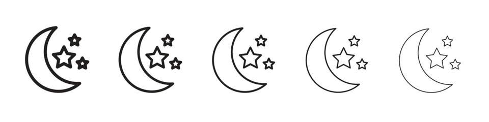 Moon and star icon vector Art line Illustrations collection