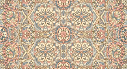 Intricate ornamentation background pattern with floral and geometric elements