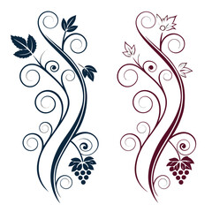Ornate floral vine with grapes and leaves swirls