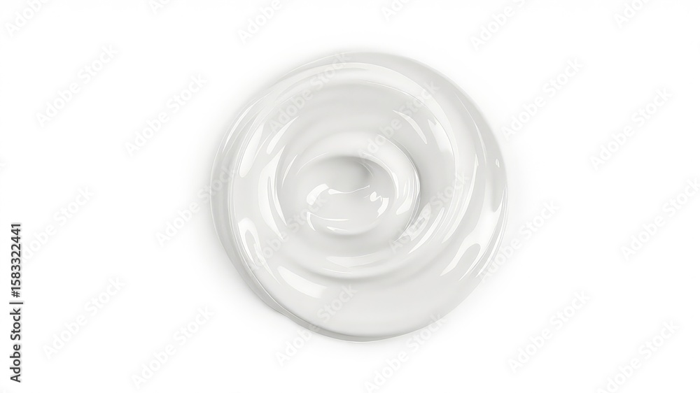 Poster swirl of smooth white cream on a clean surface creates abstract design perfect for product advertise
