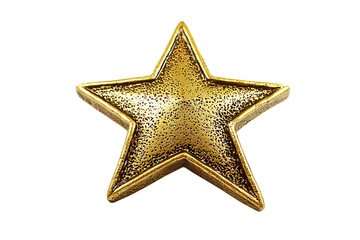Obraz premium Close-up of a textured golden star shape isolated on white or transparent png