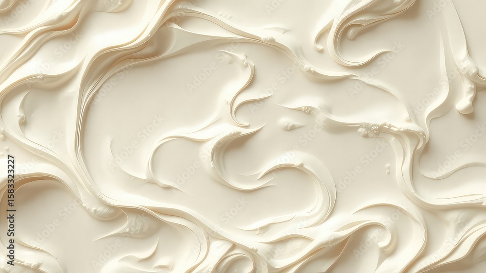 Aufkleber smooth surface of cream texture with swirls and peaks, an abstract background of an off white color 