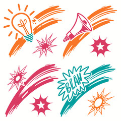 Obraz premium Idea megaphone starburst speech bubble lightbulb orange