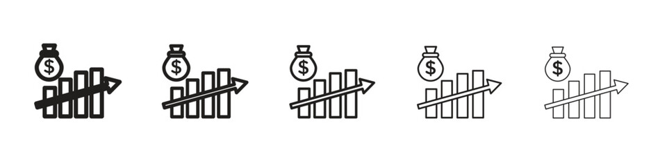 Fiscal policy icon vector Art line Illustrations collection