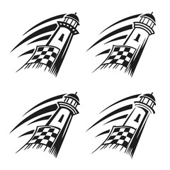 Lighthouse checkered flag motion graphics racing speed