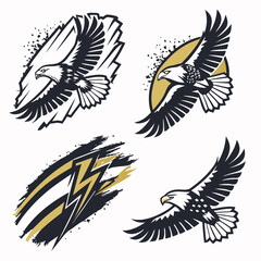 Majestic eagles soaring with abstract brush strokes