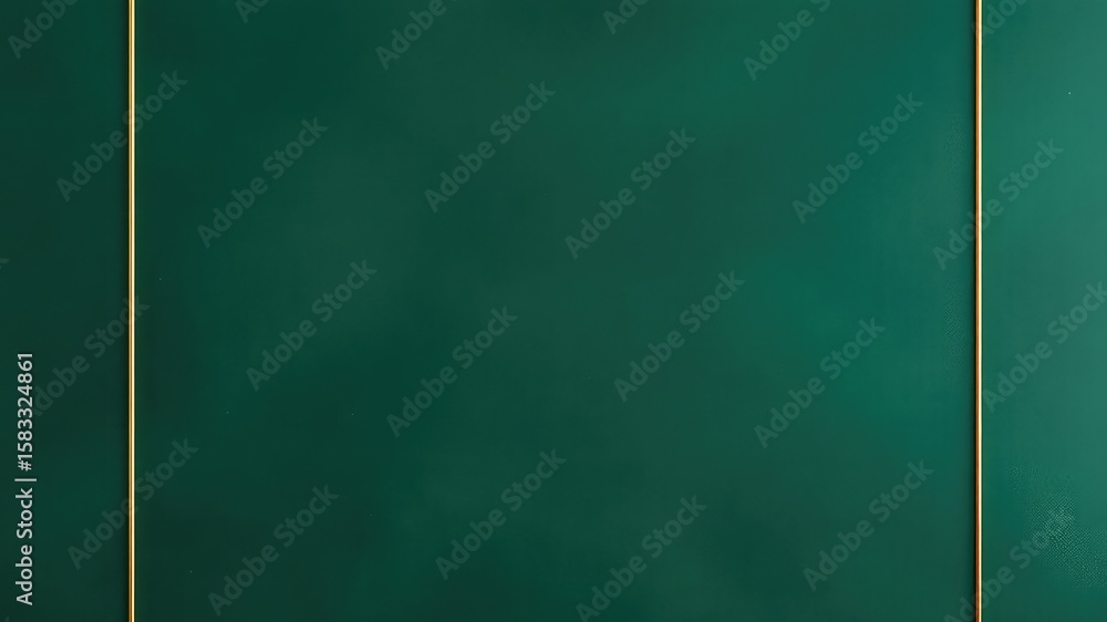 Poster deep green textured backdrop with thin metallic gold vertical stripes on the edges for elegant desig